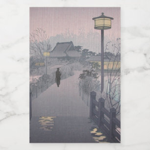 Twilight Rain on Path to Shinobazu in Japan Food Label