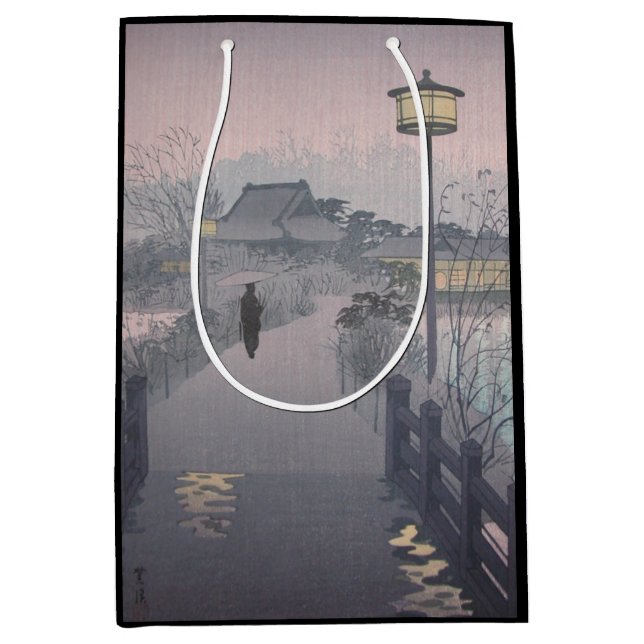 Twilight Rain on Path to Shinobazu in Japan Medium Gift Bag (Front)