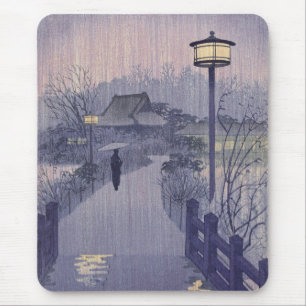 Twilight Rain on Path to Shinobazu in Japan Mouse Pad