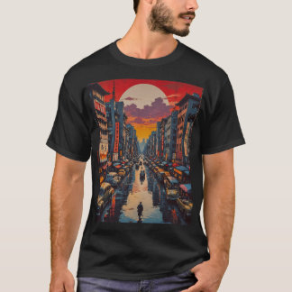 Twilight Reflections in Neon City T-Shirt