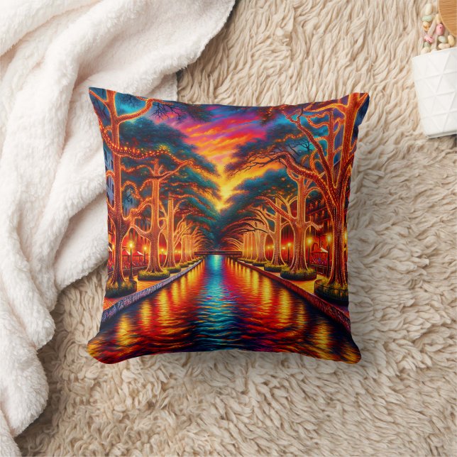 "Twilight Serenity: San Antonio Riverwalk" Cushion (Blanket)
