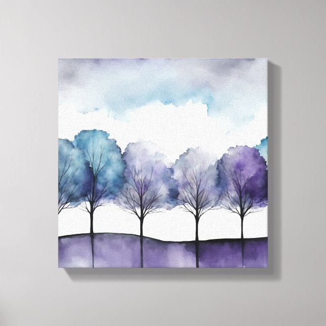 Twilight Silhouette Trees Canvas Print (Front)