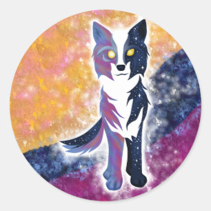 Twilight Sky Wolf Classic Round Sticker