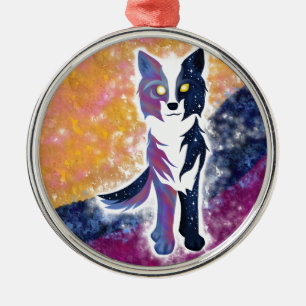 Twilight Sky Wolf Metal Tree Decoration