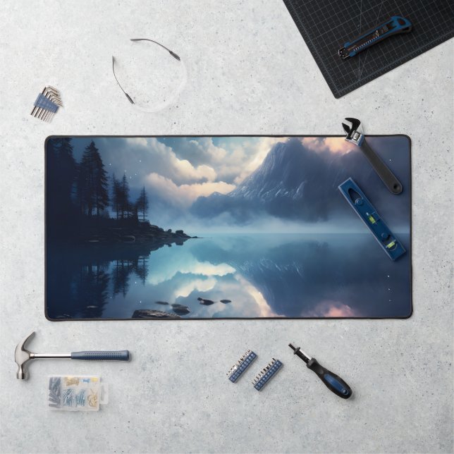 Twilight Starry Lake Mirror Celestial Symphony Desk Mat (Workstation)