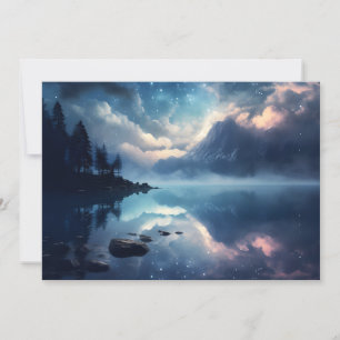 Twilight Starry Lake Mirror Celestial Symphony Holiday Card