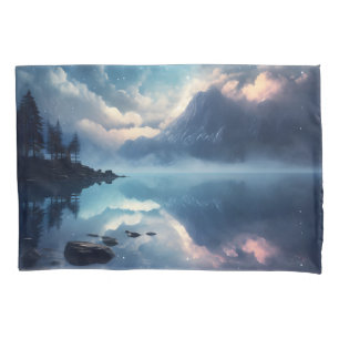 Twilight Starry Lake Mirror Celestial Symphony Pillowcase