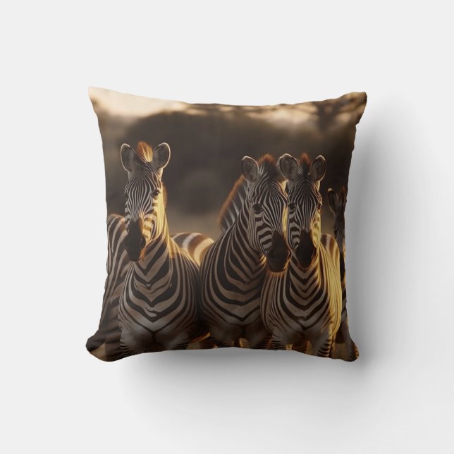Twilight Stripes: Zebra Family Cushion (Front)