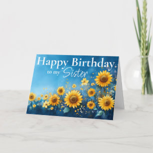 Twilight Sunflower Field Birthday Folded Card