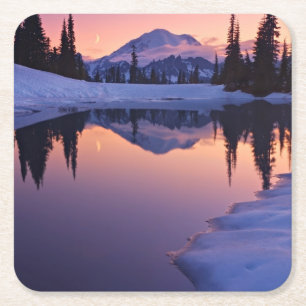 Twilight, Tarn and Crescent Moon Square Paper Coaster