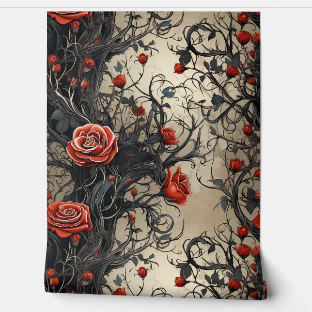 Twilight Thorns Botanical Wallpaper (Unrolling)