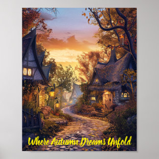 Twilight Tranquillity in a Storybook Village Poster