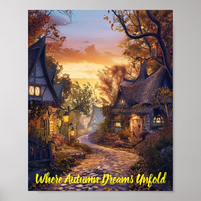 Twilight Tranquillity in a Storybook Village Poster (Front)