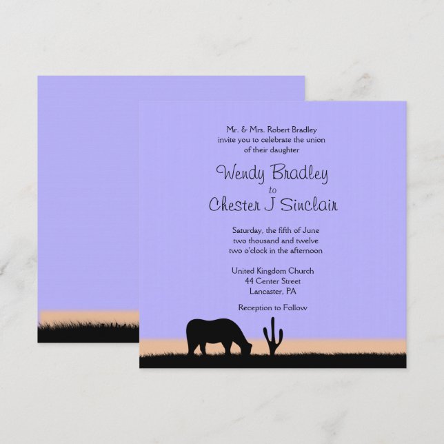 Twilight Western Wedding Invitation (Front/Back)