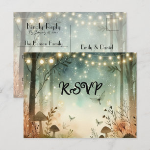 Twilight Whispers of the Woodland Wedding RSVP Invitation Postcard