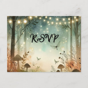 Twilight Whispers of the Woodland Wedding RSVP Invitation Postcard
