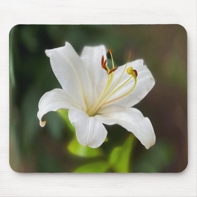 Twilight white lily mouse pad (Front)