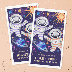 Twin Astronauts First Trip Around the Sun Space Napkin
