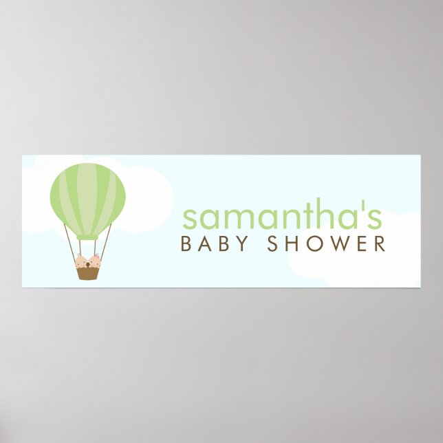 Twin Babies in a Balloon Baby Shower Poster (Front)