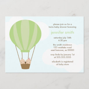 Twin Babies in a Balloon Invitation
