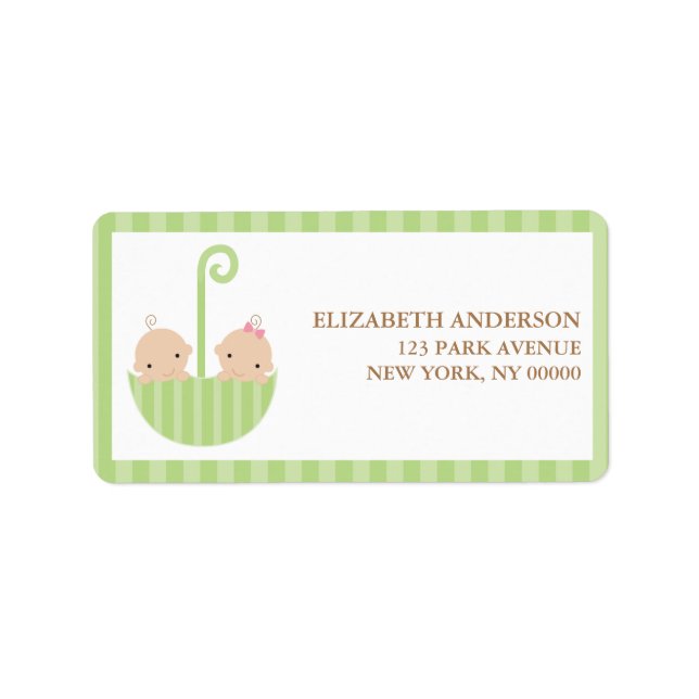 Twin Babies in Umbrella Label (Front)