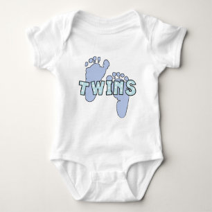 Twin baby boy footprints bodysuit