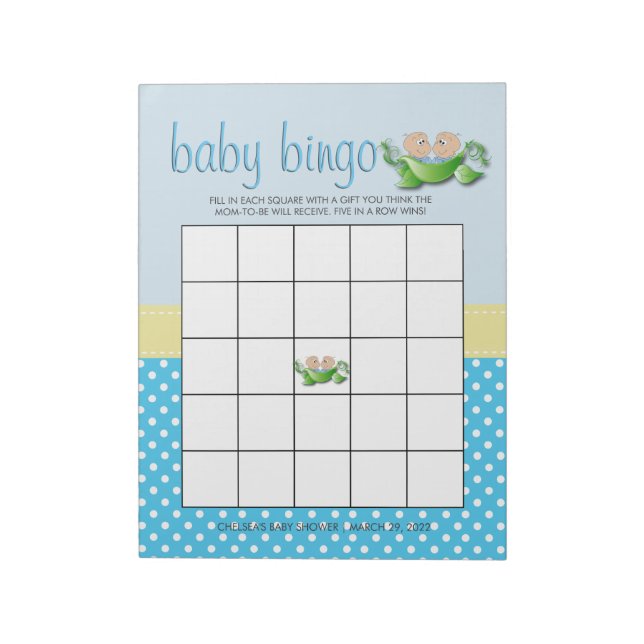 Twin Baby Boy Shower Baby Shower Game Notepad (Rotated)