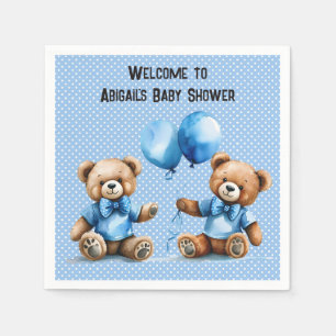 Twin Baby Boy Shower With Teddy Bears Napkin