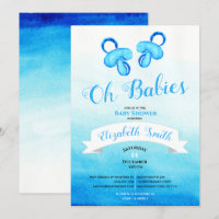 Twin baby boy watercolor babyshower