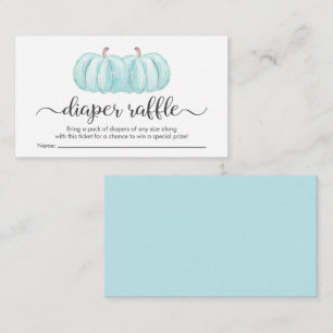 Twin Baby Boys Blue Pumpkin Diaper Raffle Shower Enclosure Card