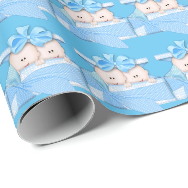 Twin baby boys in presents rapping paper (Roll Corner)