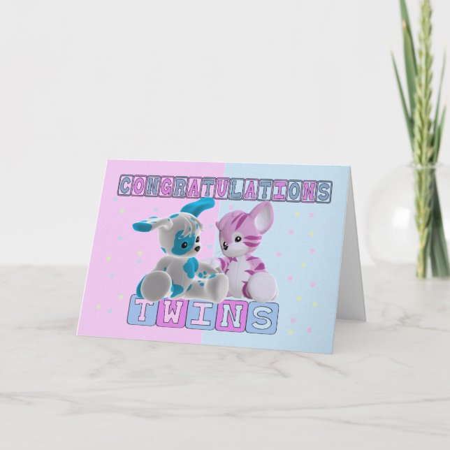 Twin Baby Congratulations Card (Front)