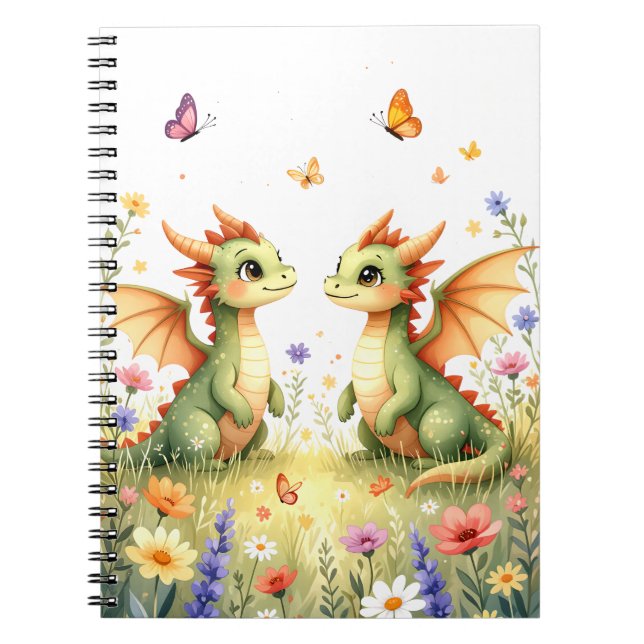 Twin Baby Dragons Fantasy Notebook (Front)