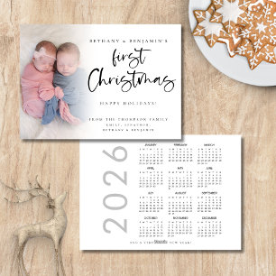 Twin Baby First Christmas Photo 2025 Calendar Holiday Card