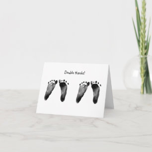 twin baby footprints-thank you thank you card