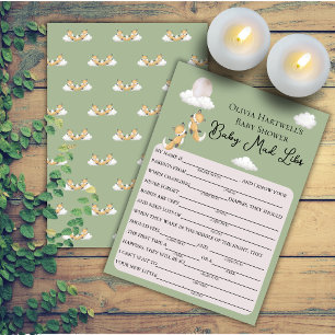 Twin Baby Foxes Baby Mad LIbs  Baby Shower Game Invitation