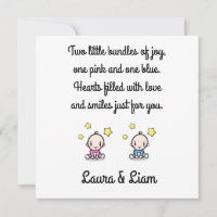 Twin Baby Girl & Boy Congratulations With Names, 