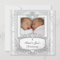 Twin Baby Girl or Boy Christening Baptism White