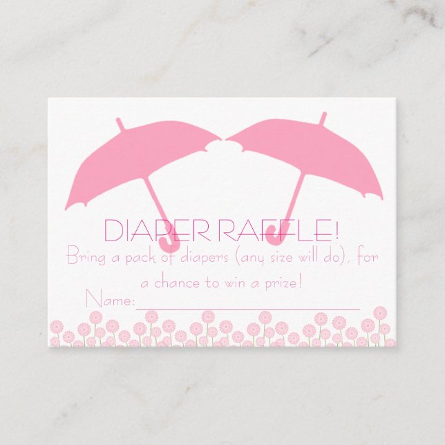 Twin Baby Girl Shower Diaper Raffle Tickets Enclosure Card (Front)