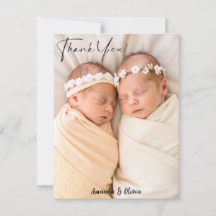 Twin Baby Girl Thank You Birthday Postca Postcard