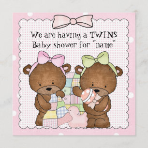 Twin baby girls baby shower invitation