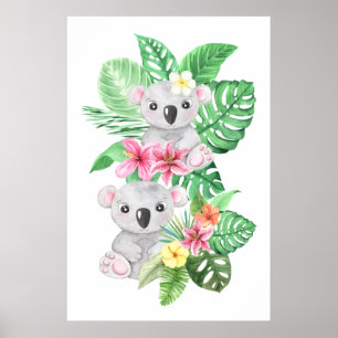 Twin Baby Koalas Poster