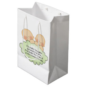 Twin baby poem fun medium gift bag