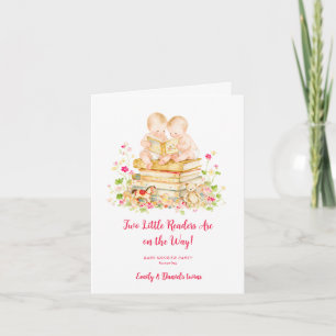Twin Baby Shower Book Theme First Library LPM26 Invitation