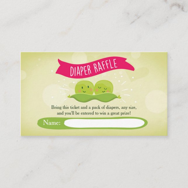 Twin Baby Shower Diaper Raffle Card Peas in a pod (Front)