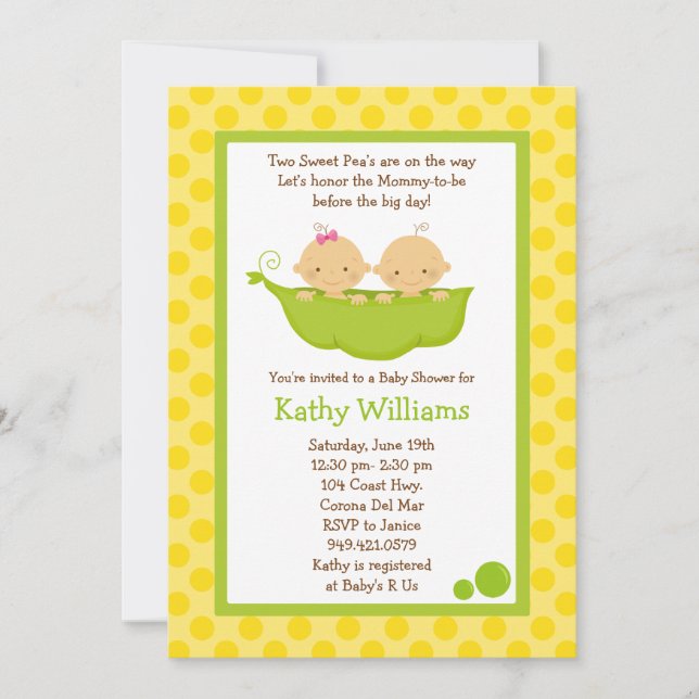 Twin Baby Shower Invitation (Front)