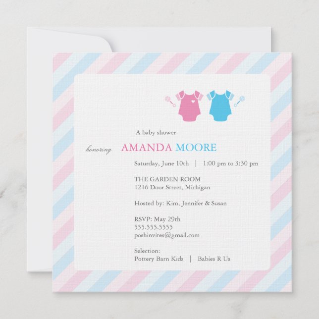 Twin Baby Shower Invitation (Front)