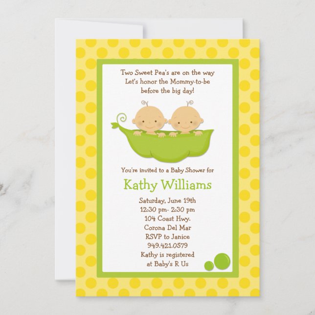 Twin Baby Shower Invitation (Front)