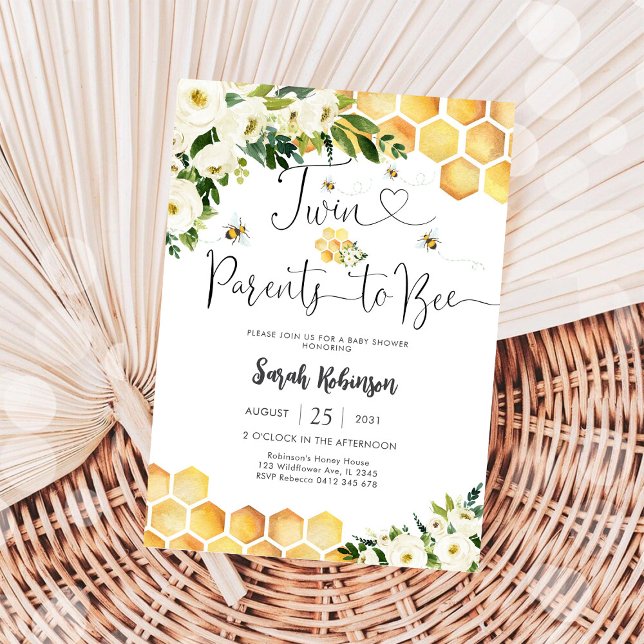 Twin Baby Shower Invitation Bee Invitation (Creator Uploaded)