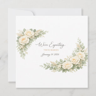 Twin Baby Shower Invitation Botanical Greenery Flo